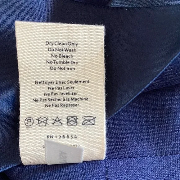 L’Agence Satin Crop Top Plunge Neckline Royal Blue Back Zipper Size 8 - Picture 6 of 7